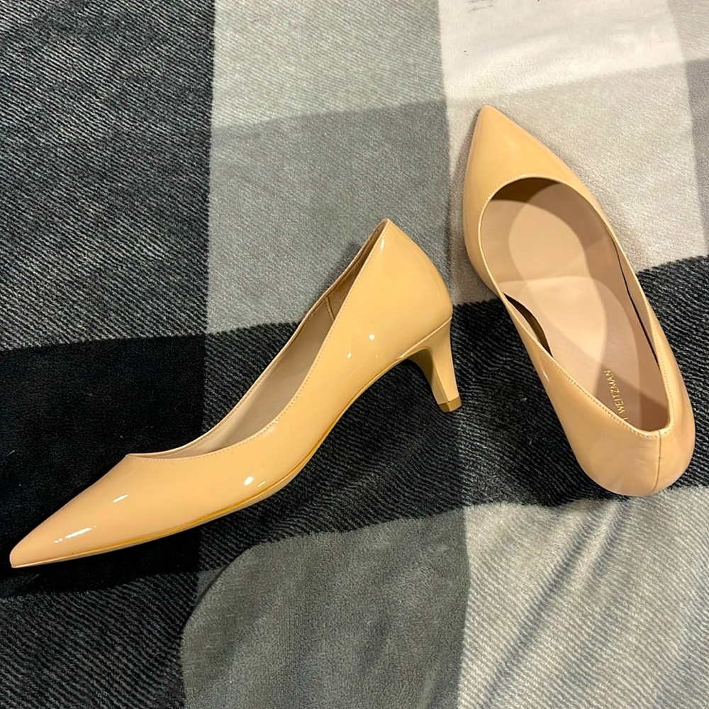 Stuart Weitzman Nude Patent Leather Heels